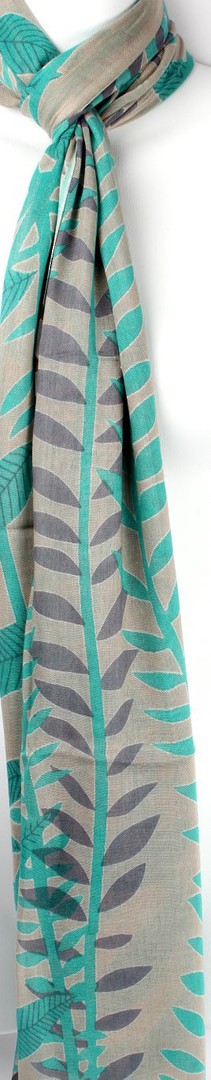 Alice & Lily printed scarf  leaf aqua Style: SC/SUM18/V1 image 0